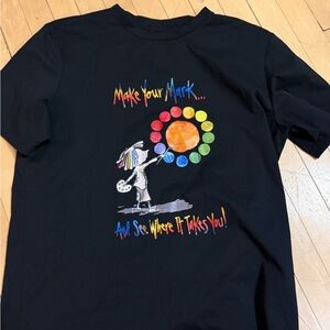 Black Graphic T-Shirt with Colorful Design